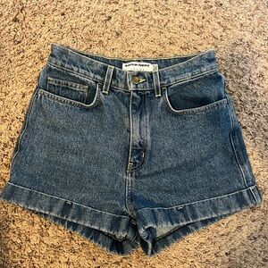 American apparel high waisted blue jean shorts